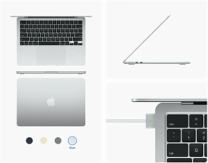 Ноутбук Apple MacBook Air 13 2022 (M2 8-Core, GPU 10-Core, 8GB, 512GB) (Серебристый, MLY03, 8 ГБ, 512 ГБ)