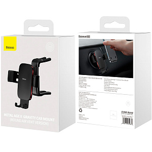 Автомобильный держатель для телефона в дефлектор Baseus Metal Age II (Round Air Vent) (Чёрный)