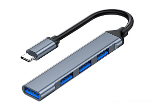 Хаб iNeez Slim Design USB-C HUB to 3USB 2.0 + 1USB 3.0 (Серый)